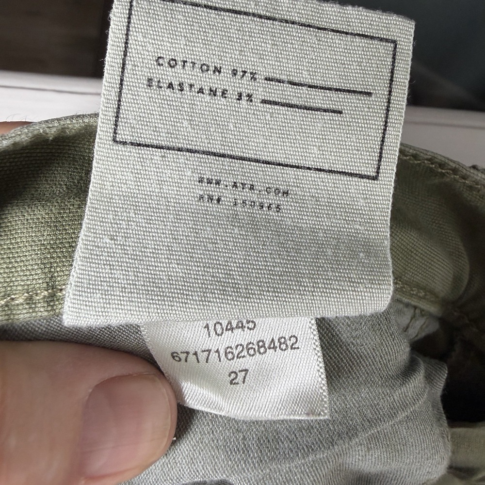 AYR Size 27 The Recess Olive Green Wide Leg High Rise Front Seam Canvas Pants - Picture 12 of 14